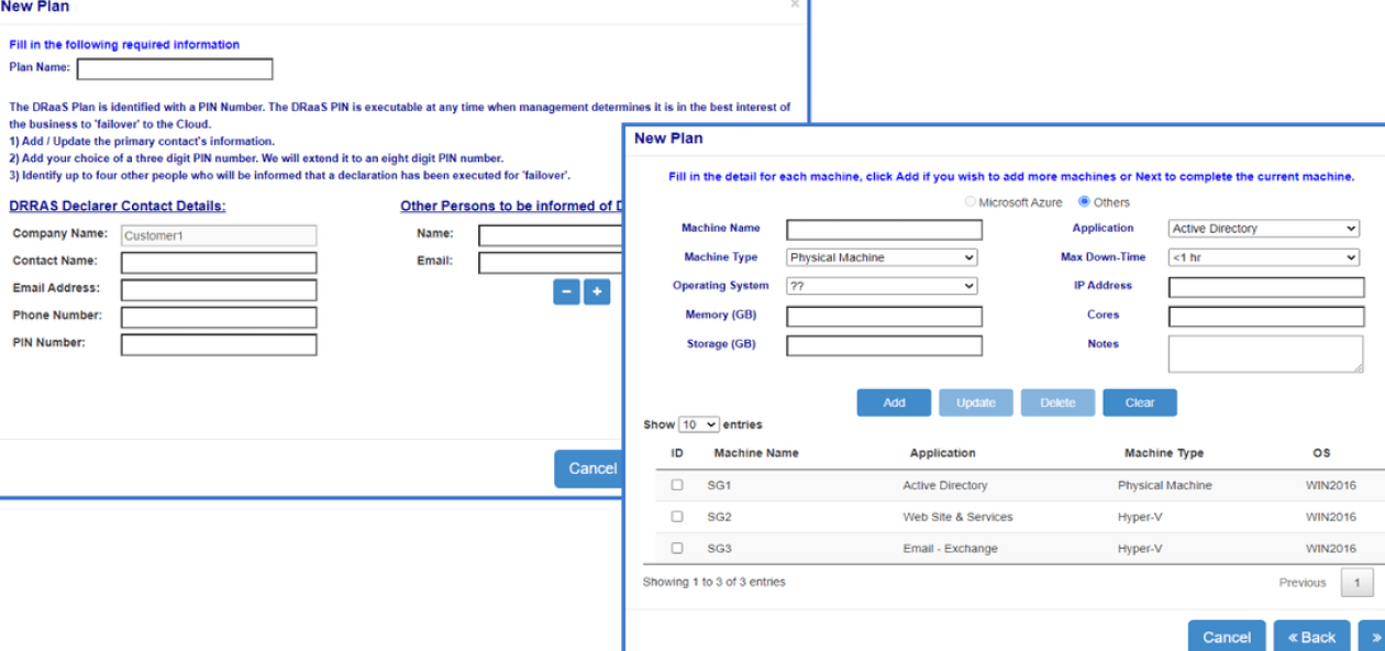 Software setup interface with form inputs
