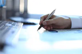 Hand writing on financial document