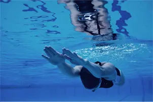 Underwater view of swimmer in motion