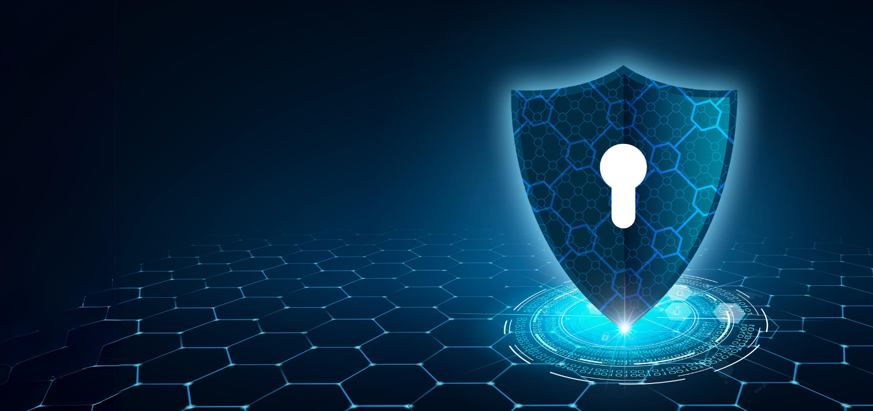 Cybersecurity concept with glowing shield