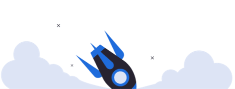 Cartoon rocket taking off upward