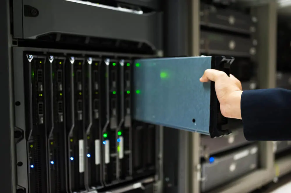 Inserting a server into a rack