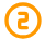 Orange number two inside circle icon