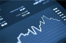 Stock market graph on screen