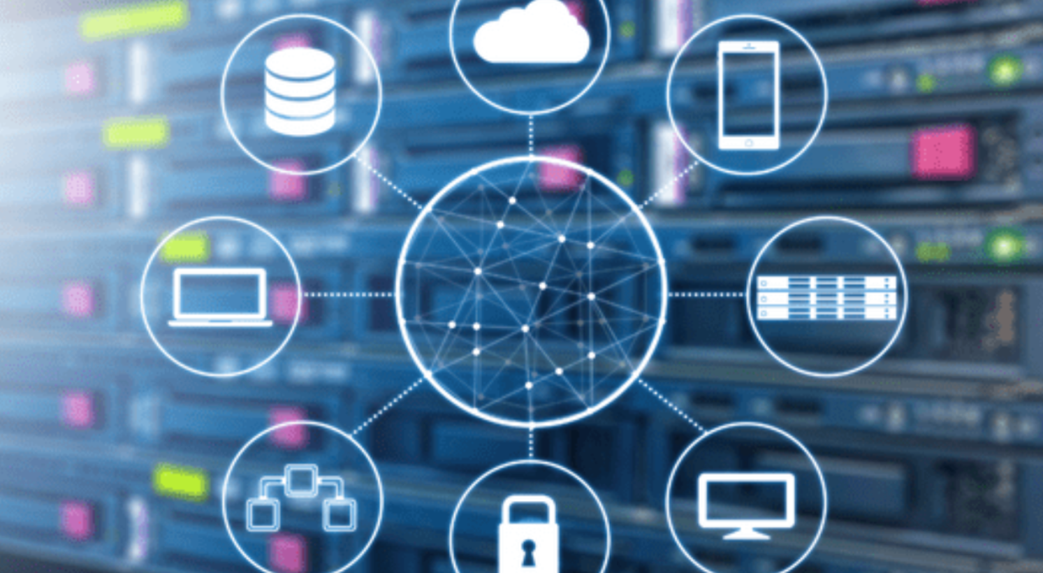Data storage and technology symbols illustration