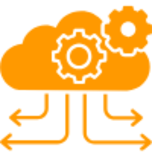 Cloud computing with gears and arrows illustration