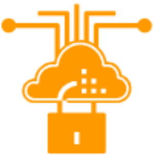 Cloud security icon with digital connections