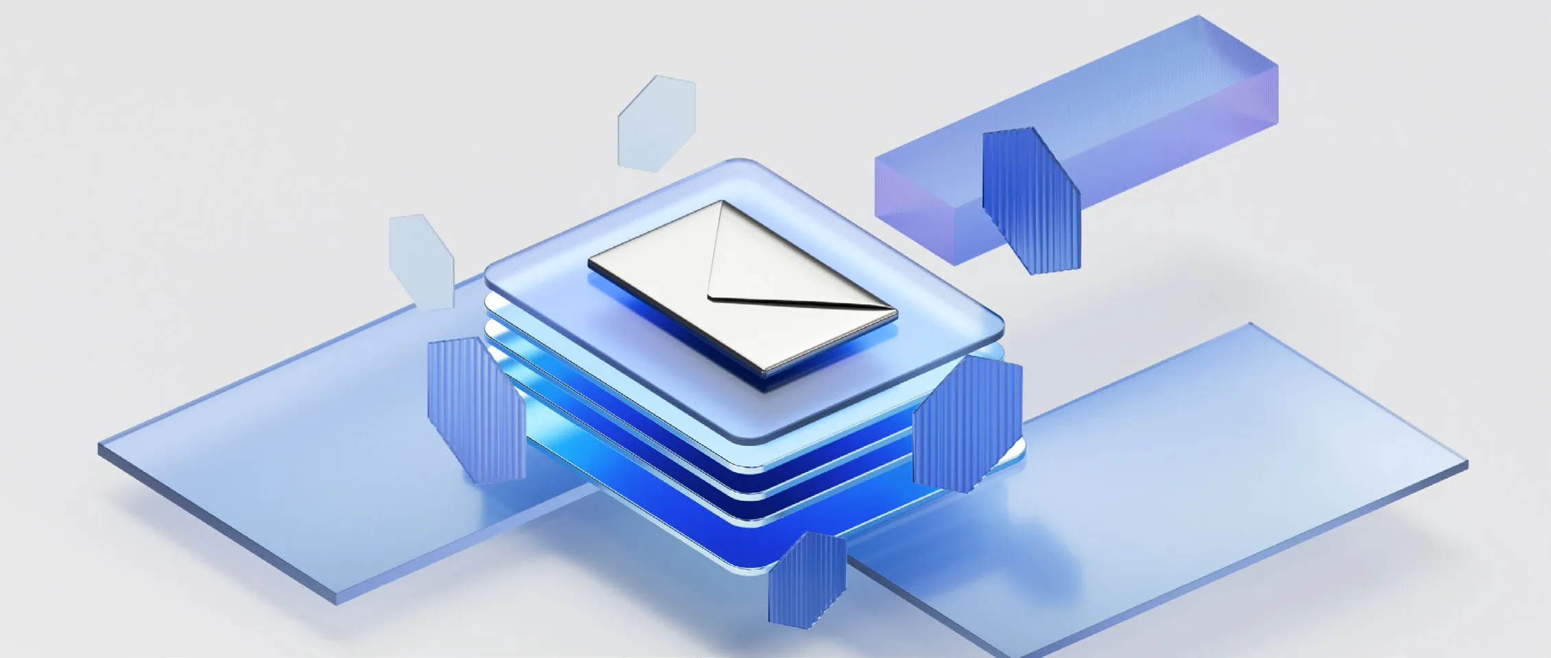 Digital envelope on layered blue platforms