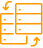 Data management symbol with orange arrows