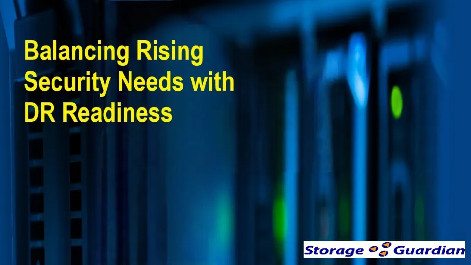 Server room with security and DR text